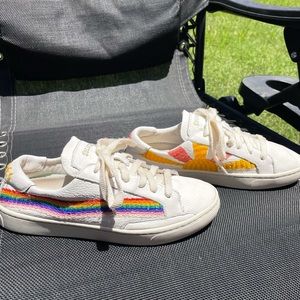 Soludos Rainbow Wave Good Vibes Sneaker in White